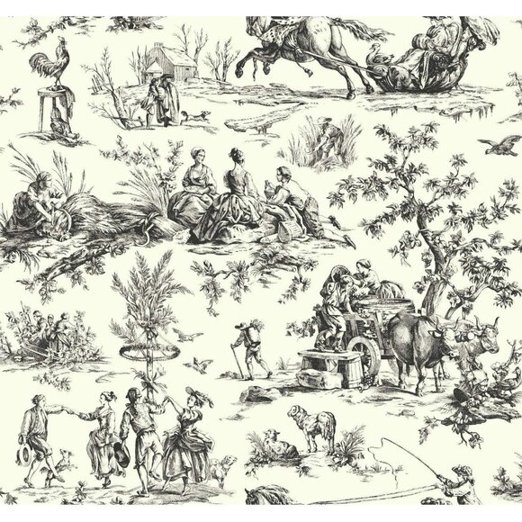 ASHFORD TOILES SEASONS WALLPAPER BY YORK AF2002 Blk/White